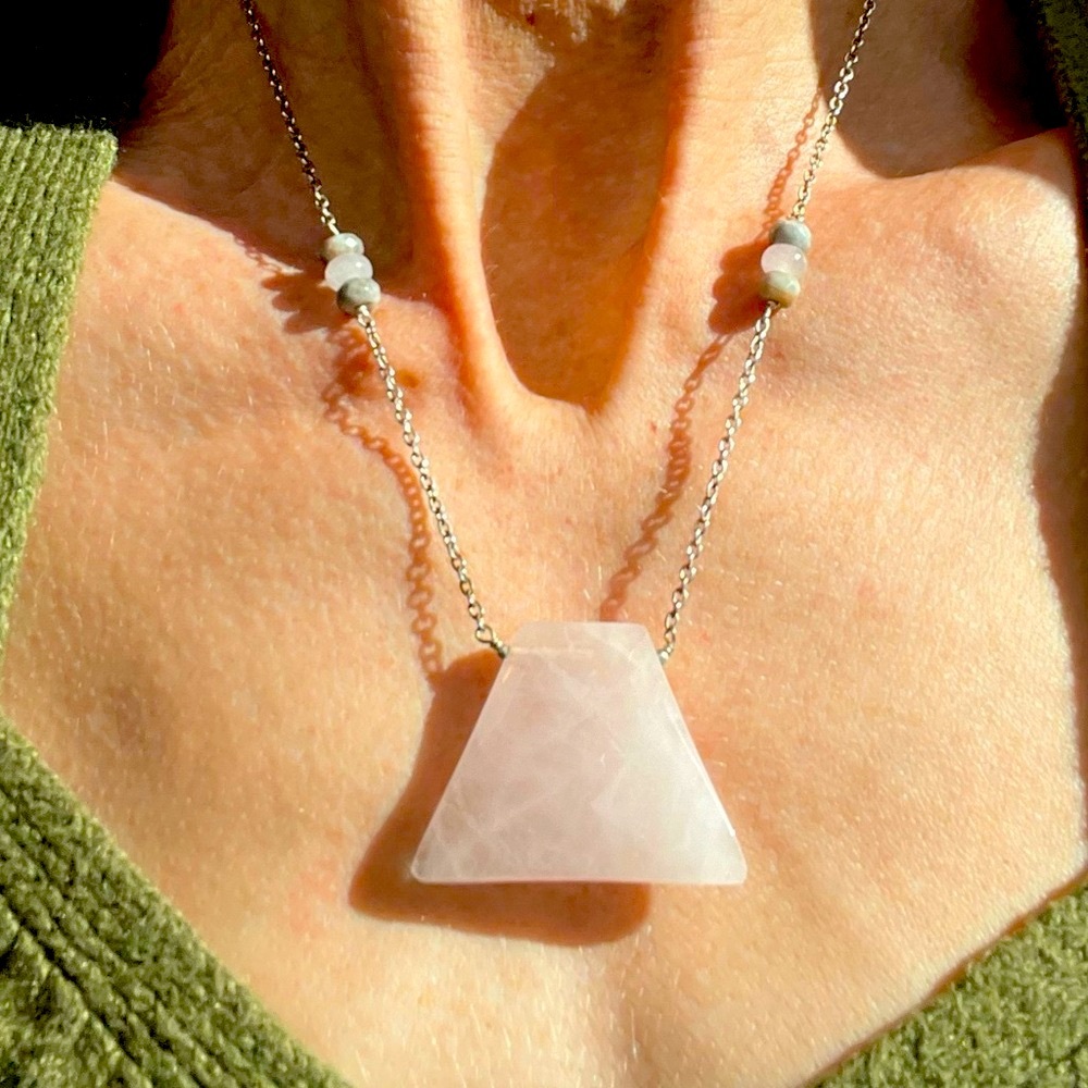 RockHill Designs Sterling Silver “Blush Rose Quartz” Necklace